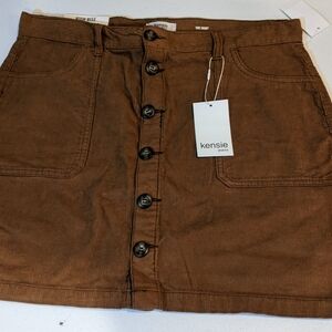 Kenzie 14 32 brown tan corduroy button skirt